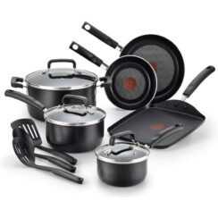 T-fal Signature Nonstick Cookware Set, 12-Piece, Oven and Broiler Safe, Dishwasher Safe, Black